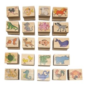 Lot Of 21 Melissa and Doug Rubber Animal Stamps Crafts